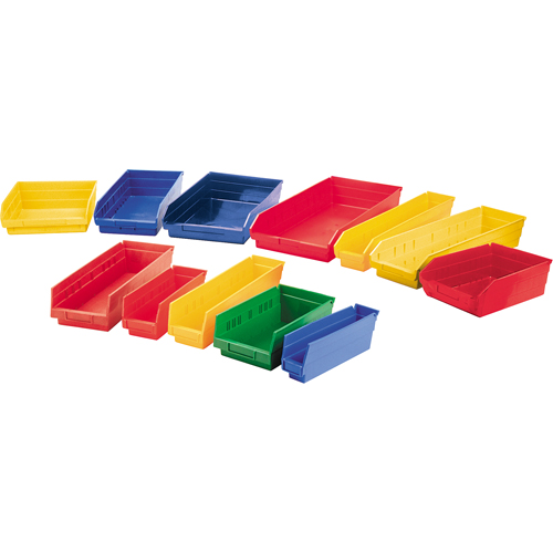 Shelf Bins, 11-1/8" W x 4" H x 11-5/8" D, Yellow, 30 lbs. Capacity Rock Safety Industrial Ltd