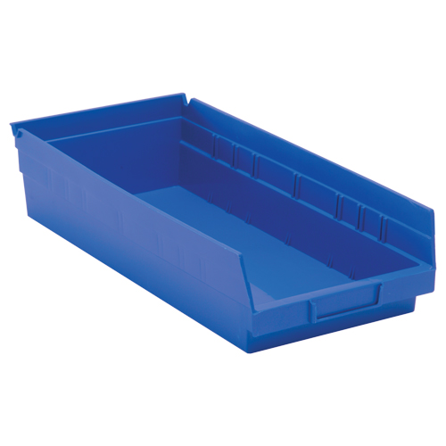 Shelf Bins, 8-3/8" W x 4" H x 17-7/8" D, Blue, 40 lbs. Capacity Rock Safety Industrial Ltd