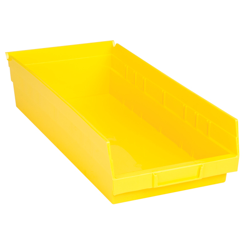Shelf Bins, 8-3/8" W x 4" H x 17-7/8" D, Yellow, 40 lbs. Capacity Rock Safety Industrial Ltd