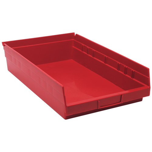 Bacs de rangement pour tablettes, 11-1/8" la x 4" H x 17-7/8" p, Rouge, Capacit&eacute; 40 lb Rock Safety Industrial Ltd