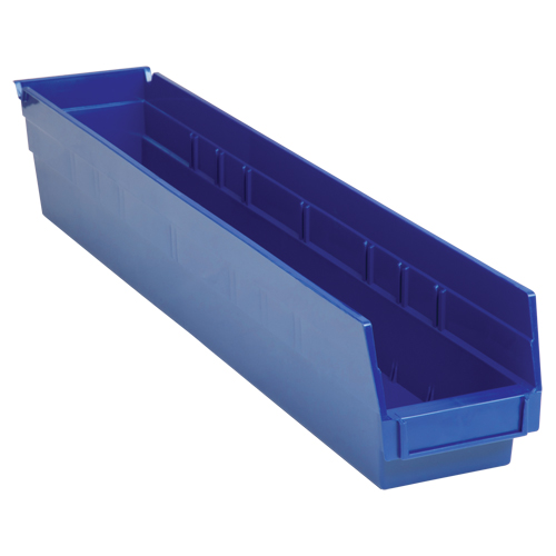 Bacs de rangement pour tablettes, 4-1/8" la x 4" H x 23-5/8" p, Bleu, Capacit&eacute; 50 lb Rock Safety Industrial Ltd