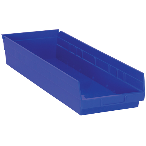 Bacs de rangement pour tablettes, 8-3/8" la x 4" H x 23-5/8" p, Bleu, Capacit&eacute; 50 lb Rock Safety Industrial Ltd