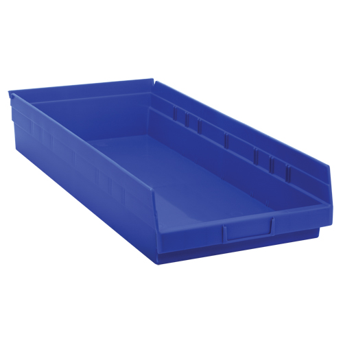 Bacs de rangement pour tablettes, 11-1/8" la x 4" H x 23-5/8" p, Bleu, Capacit&eacute; 50 lb Rock Safety Industrial Ltd