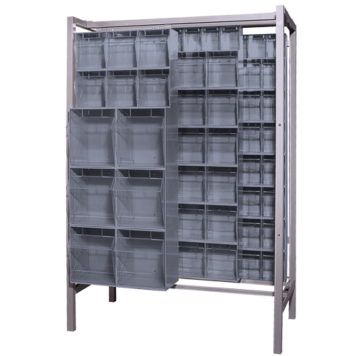 Syst&egrave;me de stockage &agrave; glissi&egrave;re &agrave; bacs basculants autonome, 51-1/4" la x 26" p x 77" h, 101 tiroirs Rock Safety Industrial Ltd