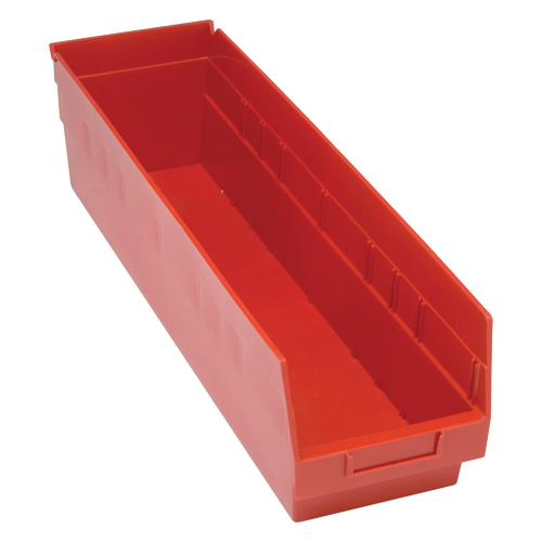 Store More Plastic Shelf Bins, 6-5/8" W x 6" H x 23-5/8" D, Red, 90 lbs. Capacity Rock Safety Industrial Ltd