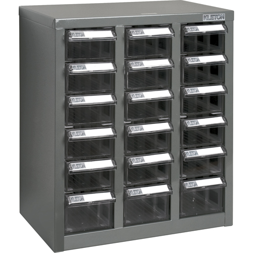 Casiers pour pi&egrave;ces KPC-600, Acier galvanis&eacute;, 18 tiroirs, 13-9/10" x 8-7/10" x 16-3/10", Gris Rock Safety Industrial Ltd