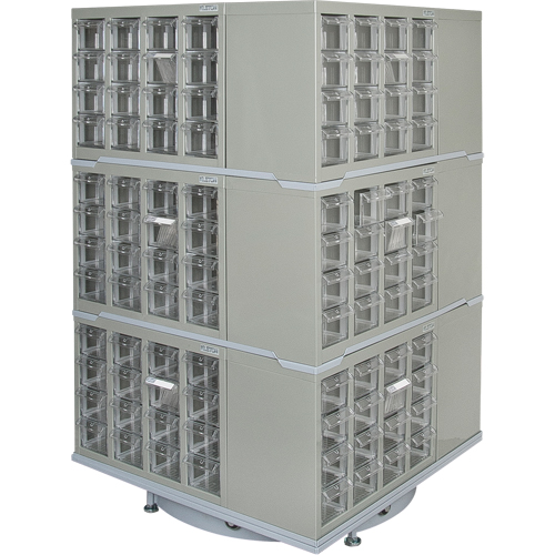 Heavy-Duty Industrial Carousel Drawer Cabinet, Steel, 192 Drawers, 27" W x 27" D x 48" H, Grey Rock Safety Industrial Ltd