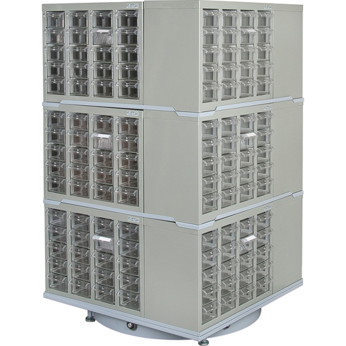 Heavy-Duty Industrial Carousel Drawer Cabinet, Steel, 240 Drawers, 27" W x 27" D x 48" H, Grey Rock Safety Industrial Ltd