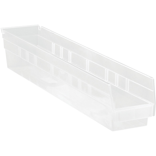 Bacs de rangement pour tablettes, 4-1/8" la x 4" H x 23-5/8" p, Transparent, Capacit&eacute; 50 lb Rock Safety Industrial Ltd