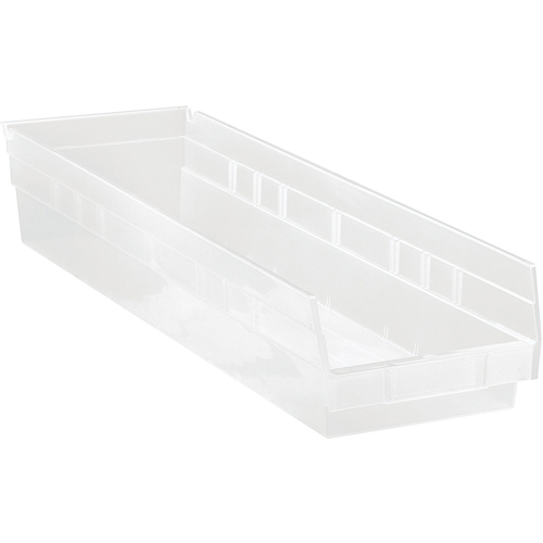 Bacs de rangement pour tablettes, 6-5/8" la x 4" H x 23-5/8" p, Transparent, Capacit&eacute; 50 lb Rock Safety Industrial Ltd