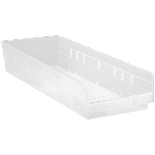 Bacs de rangement pour tablettes, 8-3/8" la x 4" H x 23-5/8" p, Transparent, Capacit&eacute; 50 lb Rock Safety Industrial Ltd