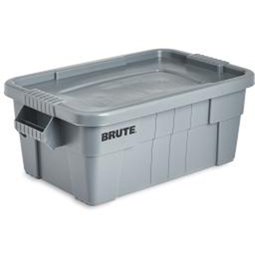 Brute Storage Tote with Lid, 27.88” D x 16.5” W x 10.7" H, 112 llbs. Capacity, Grey Rock Safety Industrial Ltd