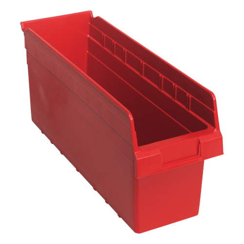 Store-Max Shelf Bins, 6-5/8" W x 8" H x 17-7/8" D, Red, 56 lbs. Capacity Rock Safety Industrial Ltd