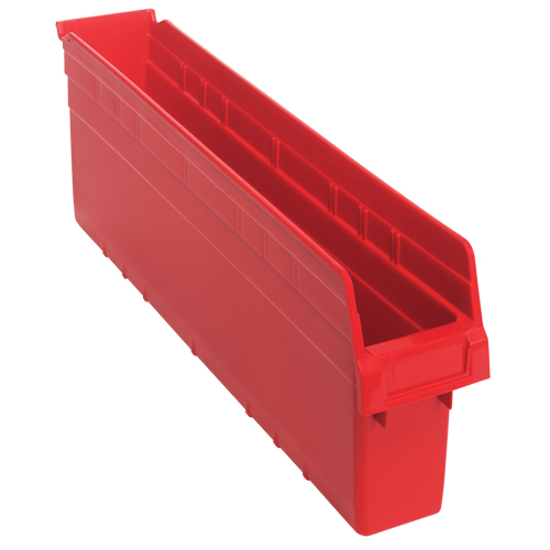 Store-Max Shelf Bins, 4-3/8" W x 8" H x 23-5/8" D, Red, 68 lbs. Capacity Rock Safety Industrial Ltd