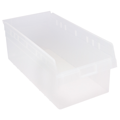 Store-Max Shelf Bins, 11-1/8" W x 8" H x 23-5/8" D, Clear, 68 lbs. Capacity Rock Safety Industrial Ltd