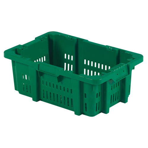 Contenant en plastique Stack-N-Nest pour la manutention des aliments, 16" x 23,9" x 8,8", Vert Rock Safety Industrial Ltd