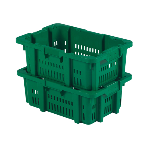 Contenant en plastique Stack-N-Nest pour la manutention des aliments, 16" x 23,9" x 8,8", Vert Rock Safety Industrial Ltd