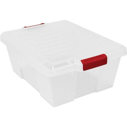 Contenant avec loquets en plastique,  la x 21" p x 7,75" h, Transparent Rock Safety Industrial Ltd