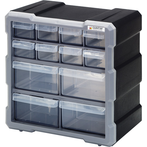 Armoire &agrave; tiroir, Plastique, 12 tiroirs, 10-1/2" x 6-1/4" x 10-1/4", Noir Rock Safety Industrial Ltd