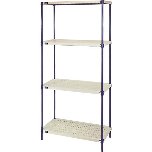 &eacute;tag&egrave;re en fils m&eacute;talliques avec tablettes en plastique, Cadre en fils m&eacute;talliques avec tablettes en plastique, Sans boulons, Capacit&eacute; 600 lb, 30" la x 72" h x 18" p Rock Safety Industrial Ltd