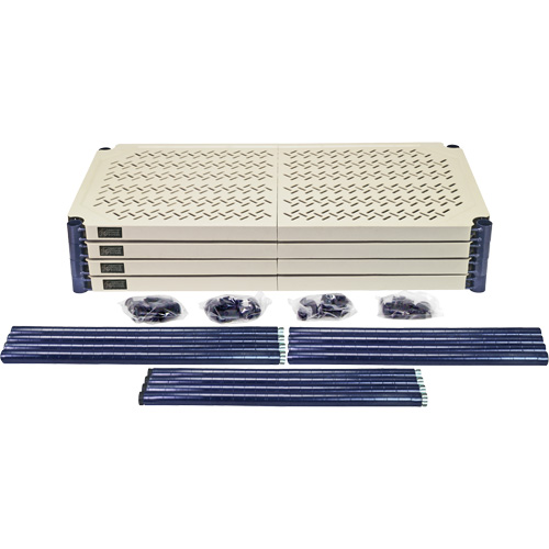 &eacute;tag&egrave;re en fils m&eacute;talliques avec tablettes en plastique, Cadre en fils m&eacute;talliques avec tablettes en plastique, Sans boulons, Capacit&eacute; 600 lb, 30" la x 72" h x 18" p Rock Safety Industrial Ltd