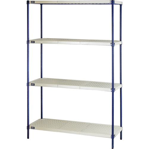 &eacute;tag&egrave;re en fils m&eacute;talliques avec tablettes en plastique, Cadre en fils m&eacute;talliques avec tablettes en plastique, Sans boulons, Capacit&eacute; 600 lb, 48" la x 72" h x 18" p Rock Safety Industrial Ltd