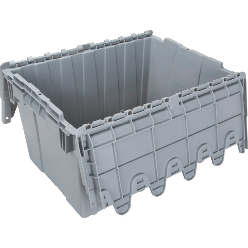 Flip Top Plastic Distribution Container, 21.65" x 15.5" x 12.5", Grey Rock Safety Industrial Ltd