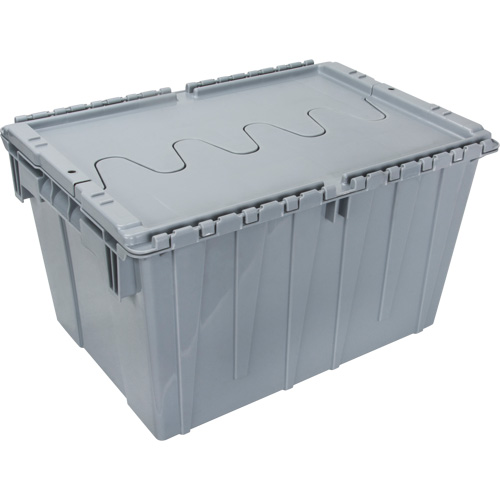 Flip Top Plastic Distribution Container, 21.65" x 15.5" x 12.5", Grey Rock Safety Industrial Ltd