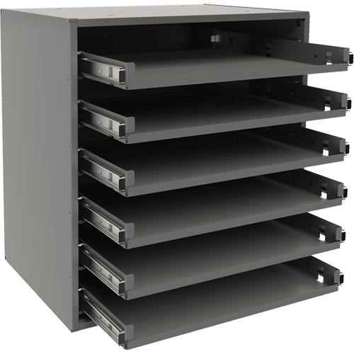 Small Bearing Slide Rack, Steel, 6 Slots, 15-9/16" W x 11-7/8" D x 16-3/8" H, Grey Rock Safety Industrial Ltd