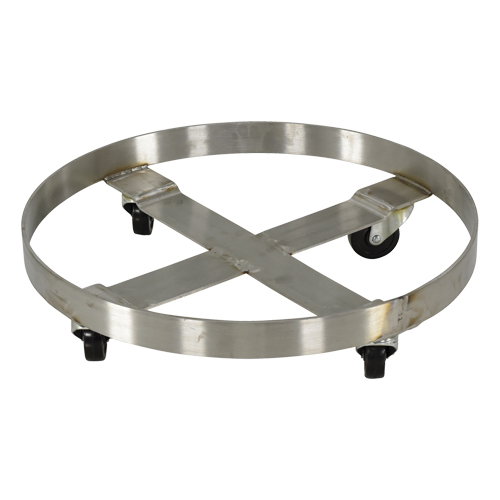 Chariots pour barils, Acier inoxydable, Capacit&eacute;e 800 lb, Diam&egrave;tre 23-1/4", Roue en Caoutchouc Rock Safety Industrial Ltd