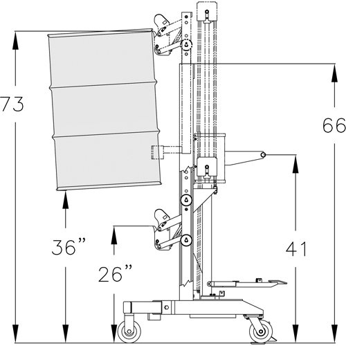 Manipulateur ergonomique de baril &agrave; port&eacute;e &eacute;lev&eacute;, DM-100-HR, 30 - 85 gal. US (25 - 70 gal. imp.) Rock Safety Industrial Ltd