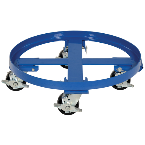 Socle roulant robuste pour baril, Acier, Capacit&eacute;e 2000 lb, Diam&egrave;tre 24-1/8", Roue en Ph&eacute;nolique Rock Safety Industrial Ltd