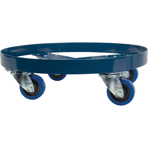 Chariot pour baril, Acier, Capacit&eacute;e 1400 lb, Diam&egrave;tre 24", Roue en &eacute;lastique bleu Rock Safety Industrial Ltd