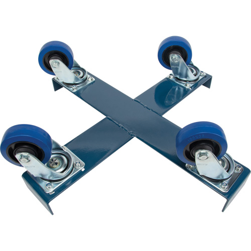 Chariot pour baril, Acier, Capacit&eacute;e 1400 lb, Diam&egrave;tre 24", Roue en &eacute;lastique bleu Rock Safety Industrial Ltd