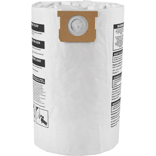 Sacs filtrants pour d&eacute;bris secs jetables de type G, 15 - 22 gal US Rock Safety Industrial Ltd