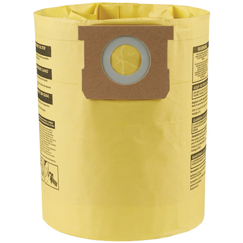 Sacs filtrants pour d&eacute;bris secs jetables &agrave; haute efficacit&eacute; de type H, 5 - 8 gal. US Rock Safety Industrial Ltd