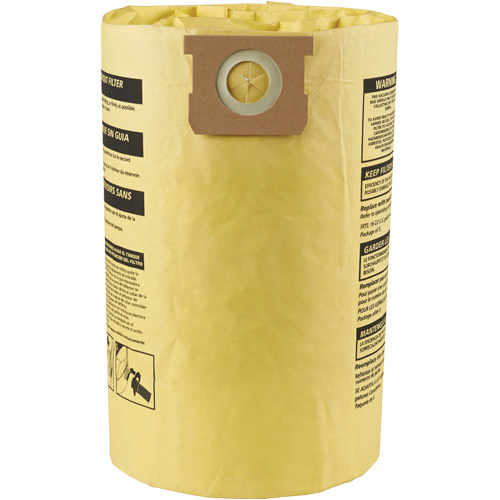 Sacs filtrants pour d&eacute;bris secs jetables &agrave; haute efficacit&eacute; de type J, 15 - 22 gal US Rock Safety Industrial Ltd