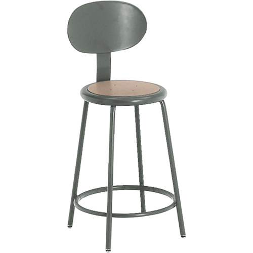 Tabouret avec dossier de s&eacute;rie 500, Stationnaire, Fixe, 24", Acier/Masonite Si&egrave;ge, Gris Rock Safety Industrial Ltd