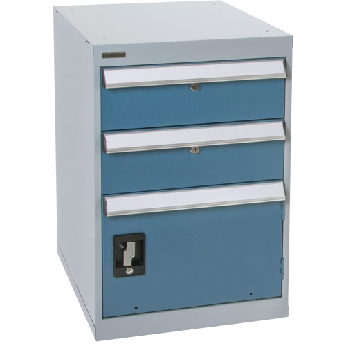 Pedestal Workbench with One Door & Two Drawers, 2 Drawers, 18" W x 21" D x 28" H Rock Safety Industrial Ltd