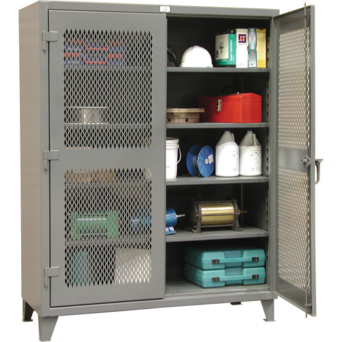 Armoires de rangement robustes ventil&eacute;es, 4 Tablettes, 72" h x 48" la x 24" p, Acier, Gris Rock Safety Industrial Ltd