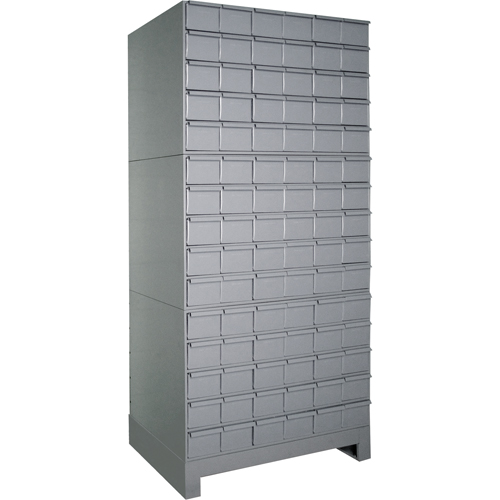 Armoires &agrave; tiroirs industriels avec base, 90 tiroirs, 34-1/8" la x 12-1/4" p x 69-1/8" h, Gris Rock Safety Industrial Ltd