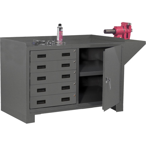Stationary Workstation, Steel Surface, 60-1/8" W x 24-1/4" D x 36-1/4" H Rock Safety Industrial Ltd