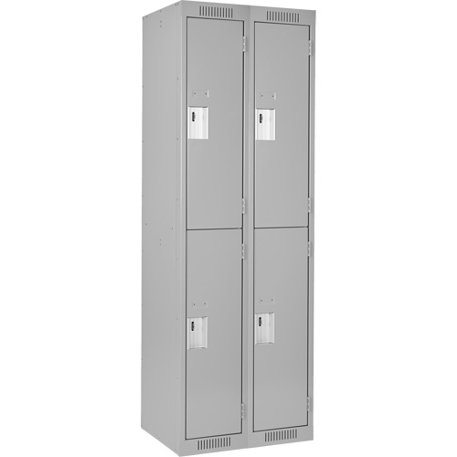 Clean Line Lockers, 2 -tier, Bank of 2, 24" x 18" x 72", Steel, Grey, Rivet (Assembled) Rock Safety Industrial Ltd