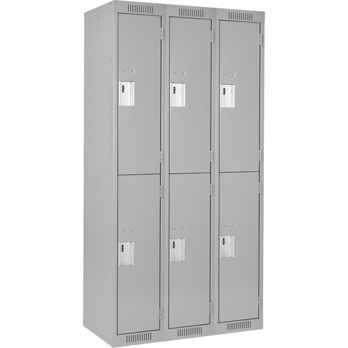 Clean Line Lockers, 2 -tier, Bank of 3, 36" x 18" x 72", Steel, Grey, Rivet (Assembled) Rock Safety Industrial Ltd