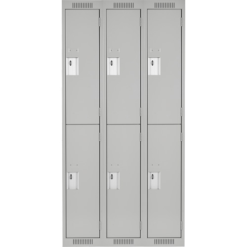 Clean Line Lockers, 2 -tier, Bank of 3, 36" x 18" x 72", Steel, Grey, Rivet (Assembled) Rock Safety Industrial Ltd