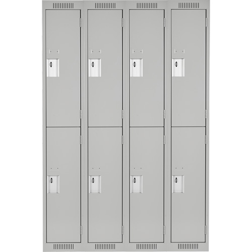 Clean Line Lockers, 2 -tier, Bank of 4, 48" x 18" x 72", Steel, Grey, Rivet (Assembled) Rock Safety Industrial Ltd