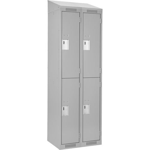 Clean Line Lockers, 2 -tier, Bank of 2, 24" x 15" x 78", Steel, Grey, Rivet (Assembled) Rock Safety Industrial Ltd