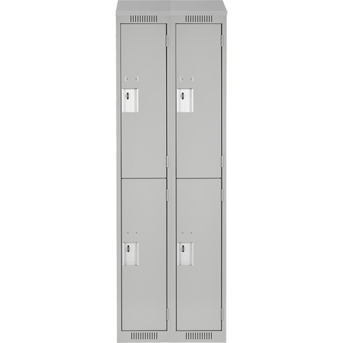 Clean Line Lockers, 2 -tier, Bank of 2, 24" x 15" x 78", Steel, Grey, Rivet (Assembled) Rock Safety Industrial Ltd