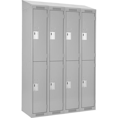 Clean Line Lockers, 2 -tier, Bank of 4, 48" x 15" x 78", Steel, Grey, Rivet (Assembled) Rock Safety Industrial Ltd