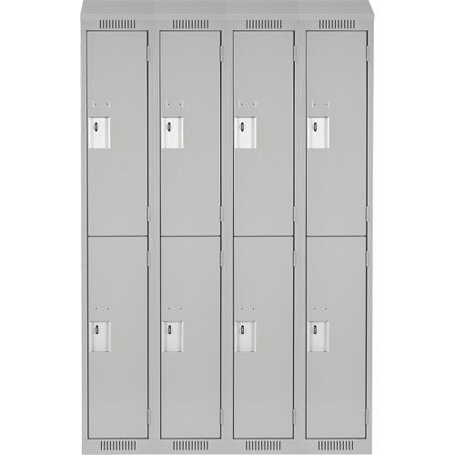 Clean Line Lockers, 2 -tier, Bank of 4, 48" x 15" x 78", Steel, Grey, Rivet (Assembled) Rock Safety Industrial Ltd